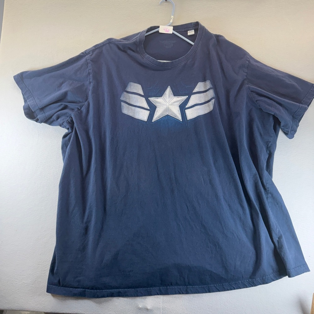 Marvel Captain America Graphic T-Shirt Mens 6XLT Navy Blue Cotton Short Sleeve